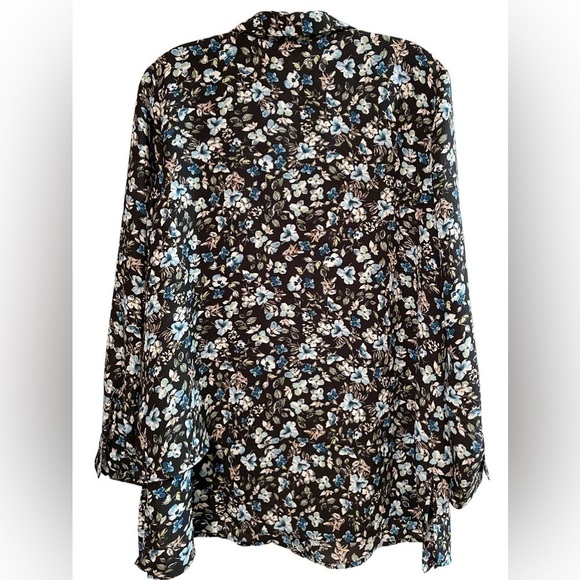 J Jill Floral Long Sleeve Button Down Layered Blouse Medium Petite - Picture 2 of 8
